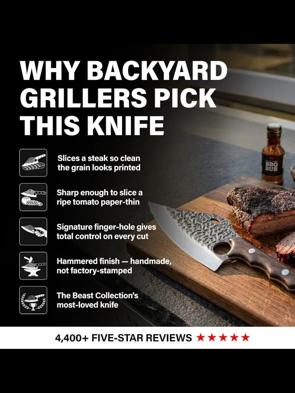 Coolina Gator Butcher Knife – Hand-Forged High-Carbon Steel, 7.6 Inch